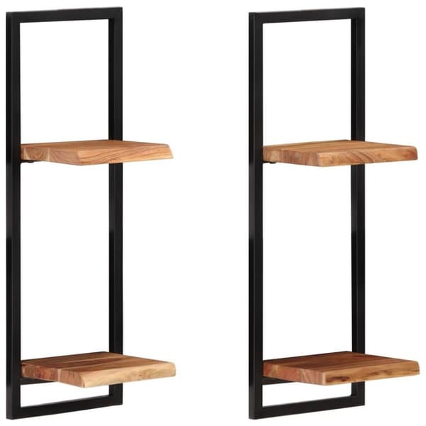 vidaXL Seinähyllyt 2 kpl 25x25x75 cm täysi akasiapuu ja teräs