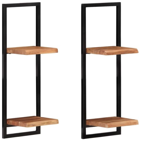 vidaXL Seinähyllyt 2 kpl 25x25x75 cm täysi akasiapuu ja teräs