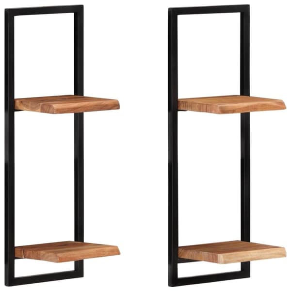 vidaXL Seinähyllyt 2 kpl 25x25x75 cm täysi akasiapuu ja teräs