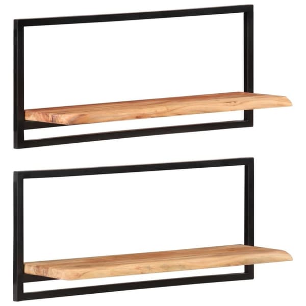 vidaXL væghylder 2 stk. 80x25x35 cm massivt akacietræ og stål