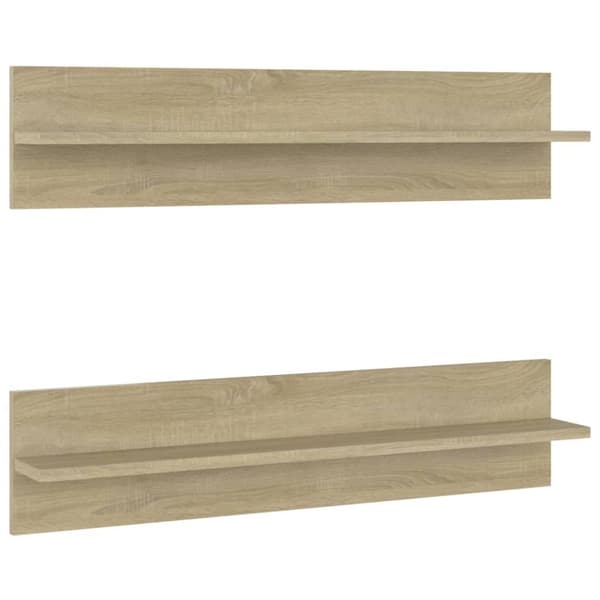 vidaXL væghylder 2 stk. 80x11,5x18 cm spånplader sonoma-eg
