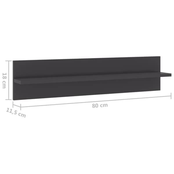 vidaXL væghylder 2 stk. 80x11,5x18 cm spånplade grå højglans