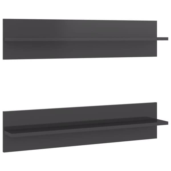 vidaXL væghylder 2 stk. 80x11,5x18 cm spånplade grå højglans