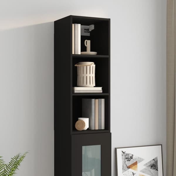 vidaXL vægskab 34,5x32,5x90 cm konstrueret træ sort