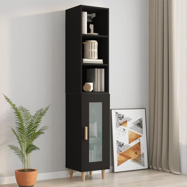 vidaXL vægskab 34,5x32,5x90 cm konstrueret træ sort