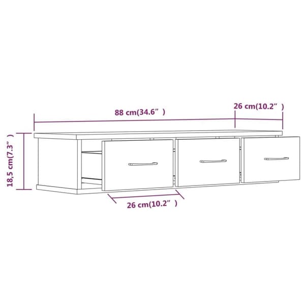 vidaXL vægskab 88x26x18,5 cm konstrueret træ røget egetræsfarve