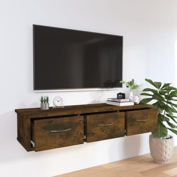 vidaXL vægskab 88x26x18,5 cm konstrueret træ røget egetræsfarve