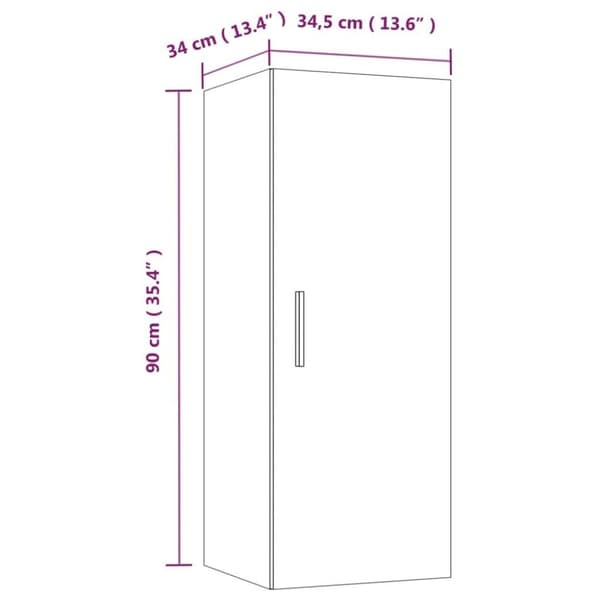 vidaXL vægskab 34,5x34x90 cm konstrueret træ røget egetræsfarve