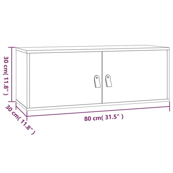 vidaXL vægskab 80x30x30 cm massivt fyrretræ hvid