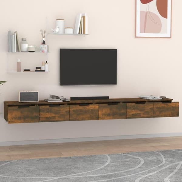 vidaXL vægskabe 2 stk. 102x30x20cm konstrueret træ røget egetræsfarve