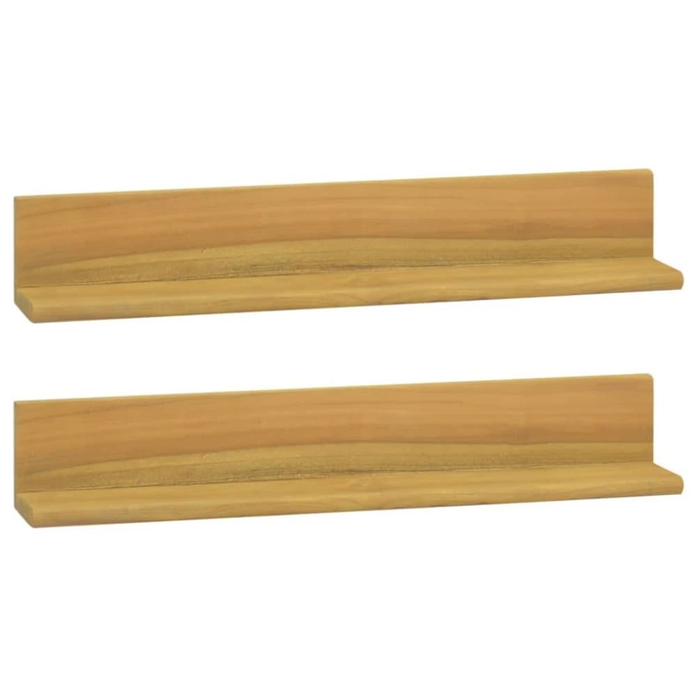 vidaXL Vägghyllor 2 st 60x10x10 cm massivt teakträ