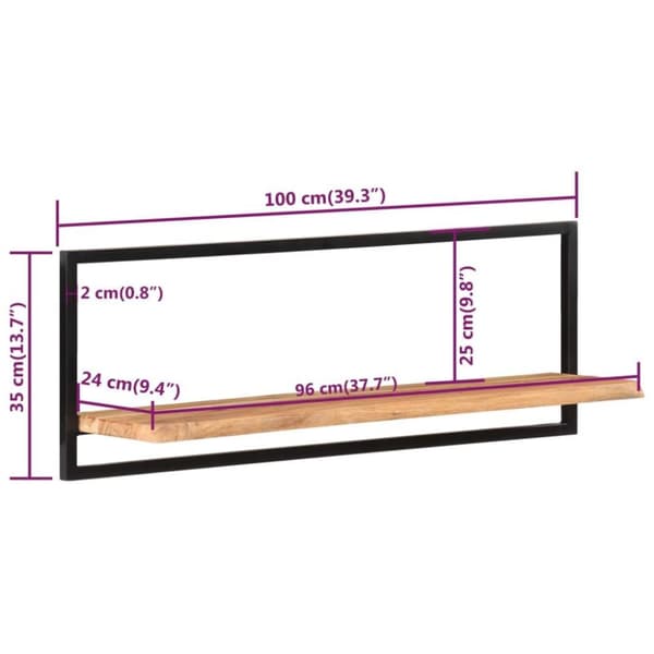 vidaXL Vegghyller 2 stk 100x24x35 cm heltre akasie og stål
