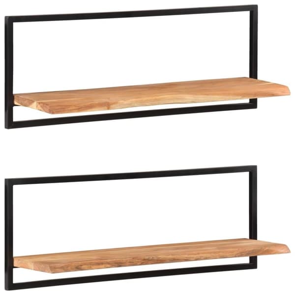 vidaXL Vegghyller 2 stk 100x24x35 cm heltre akasie og stål