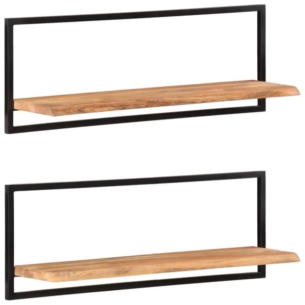 vidaXL Vegghyller 2 stk 100x24x35 cm heltre akasie og stål