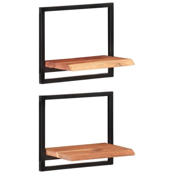 vidaXL Vägghyllor 2 st 40x24x35 cm massivt akaciaträ och stål