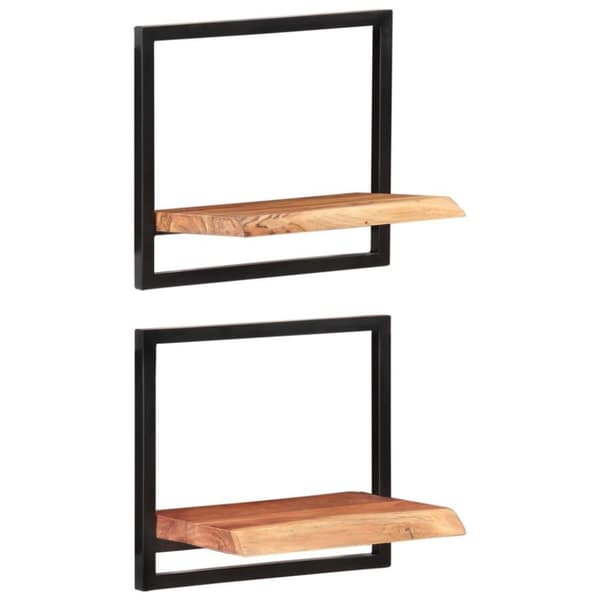 vidaXL Vägghyllor 2 st 40x24x35 cm massivt akaciaträ och stål