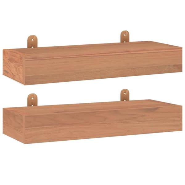 vidaXL Vägghyllor 2 st 40x15x4 cm massivt teakträ