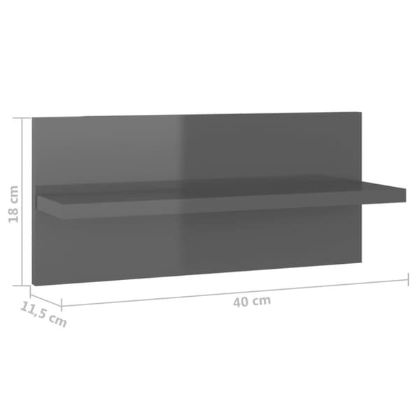 vidaXL Vägghyllor 4 st grå högglans 40x11,5x18 cm
