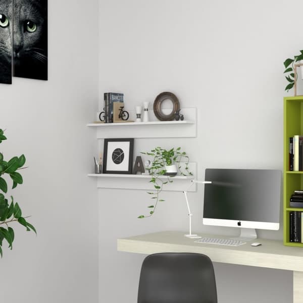 vidaXL Vegghyller 2 stk hvit 80x11,5x18 cm konstruert tre