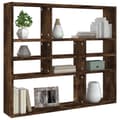 Miniatyrbilde 3 av 7: vidaXL Vegghylle røkt eik 90x16x78 cm konstruert tre