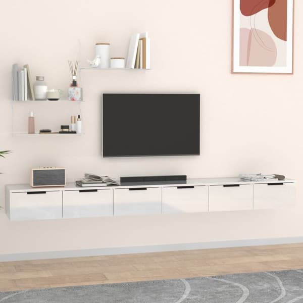 vidaXL Väggskåp 2 st vit högglans 102x30x20 cm konstruerat trä