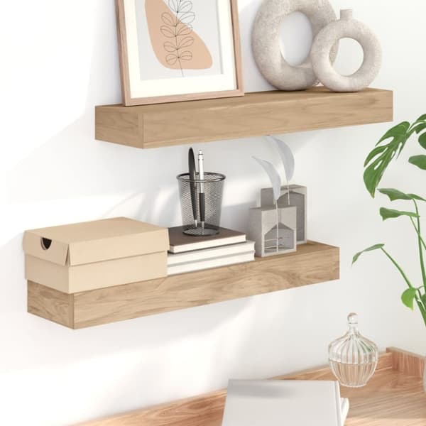 vidaXL væghylder 2 stk. 60x15x4 cm massivt teaktræ