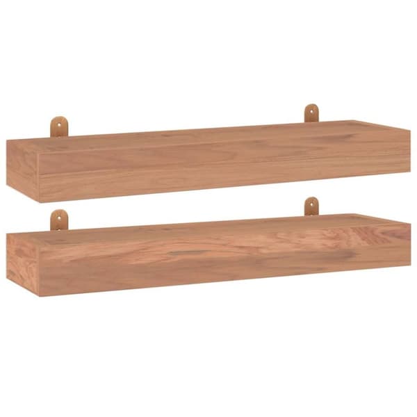 vidaXL væghylder 2 stk. 60x15x4 cm massivt teaktræ