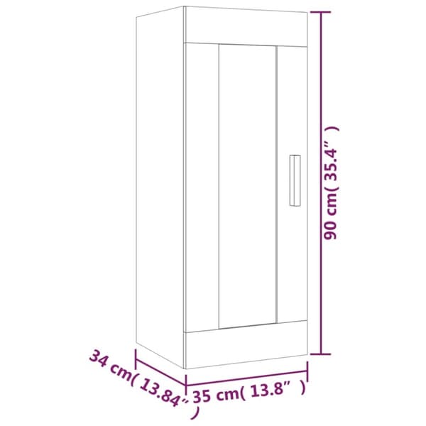 vidaXL vægskab 35x34x90 cm konstrueret træ betongrå