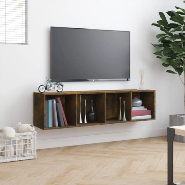 vidaXL bogreol/tv-skab 143x30x36 cm konstrueret træ røget egetræsfarve