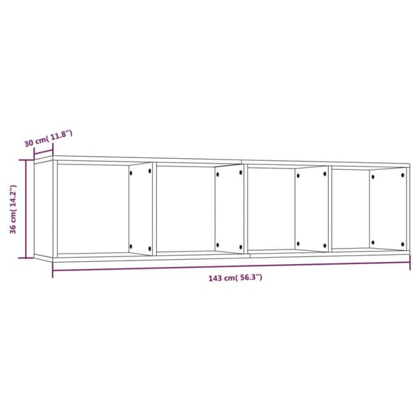 vidaXL bogreol/tv-skab 143x30x36 cm konstrueret træ røget egetræsfarve