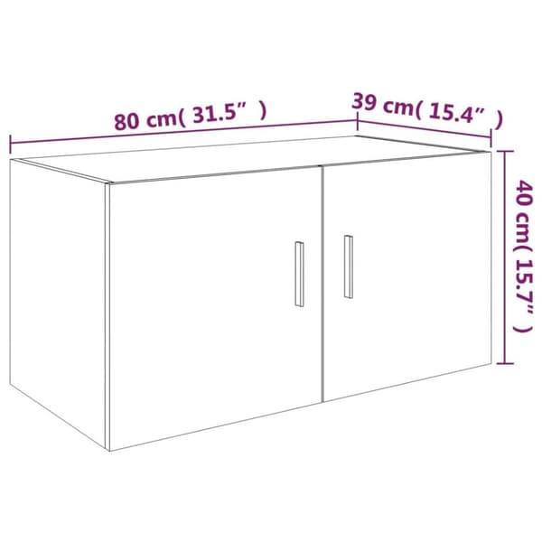 vidaXL vægskab 80x39x40 cm konstrueret træ grå sonoma-eg