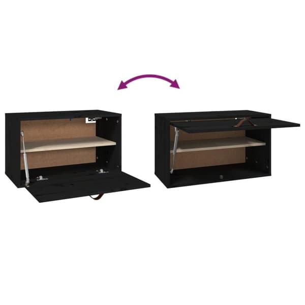 vidaXL Veggskap svart 60x30x35 cm heltre furu