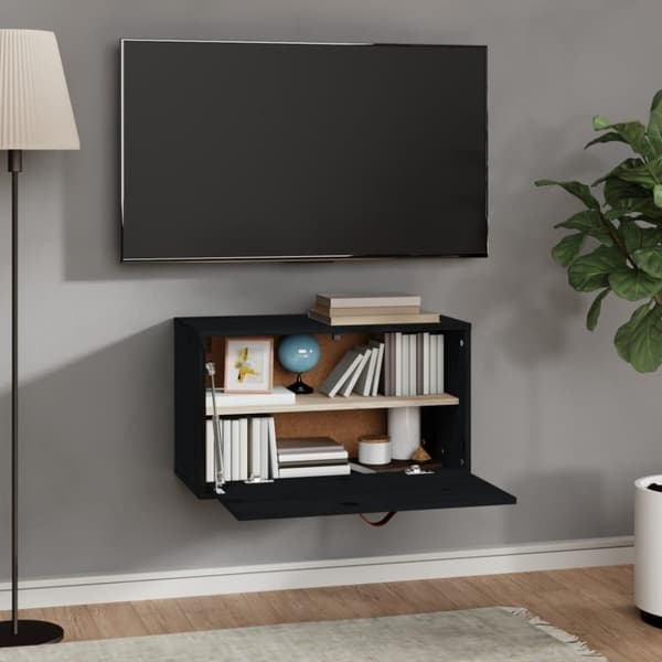 vidaXL Veggskap svart 60x30x35 cm heltre furu