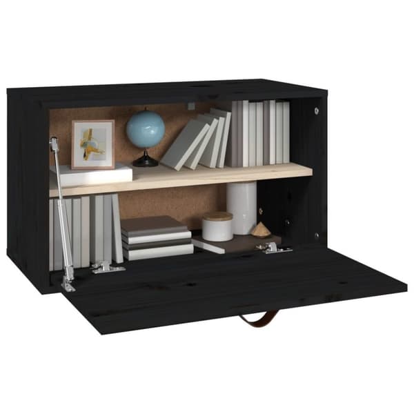 vidaXL Veggskap svart 60x30x35 cm heltre furu
