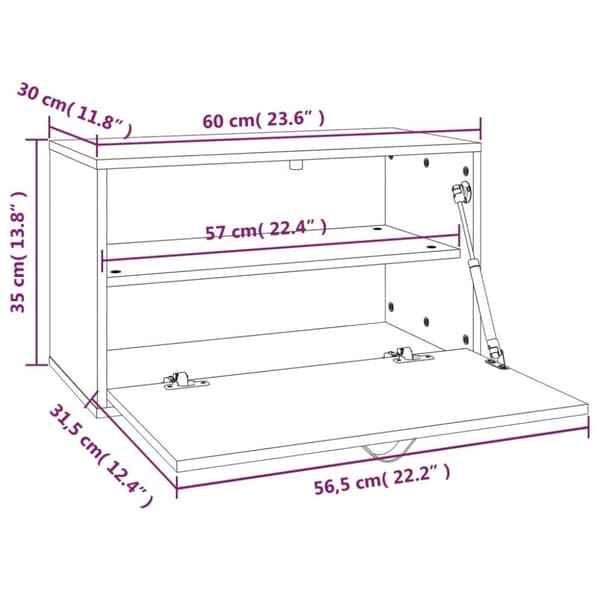 vidaXL Veggskap svart 60x30x35 cm heltre furu