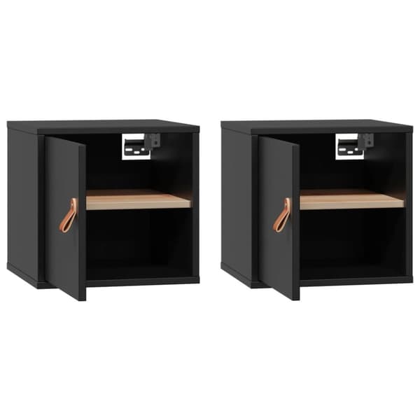 vidaXL Veggskap 2 stk svart 31,5x30x30 cm heltre furu