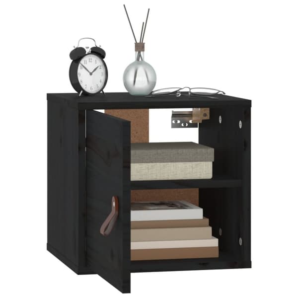 vidaXL Veggskap 2 stk svart 31,5x30x30 cm heltre furu