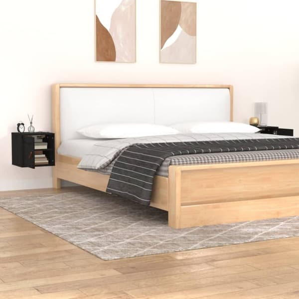 vidaXL Veggskap 2 stk svart 31,5x30x30 cm heltre furu