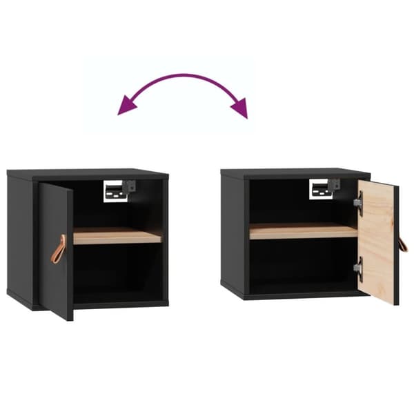 vidaXL Veggskap 2 stk svart 31,5x30x30 cm heltre furu