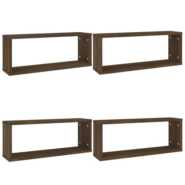 vidaXL væghylder 4 stk. 60x15x23 cm konstrueret træ brun egetræ
