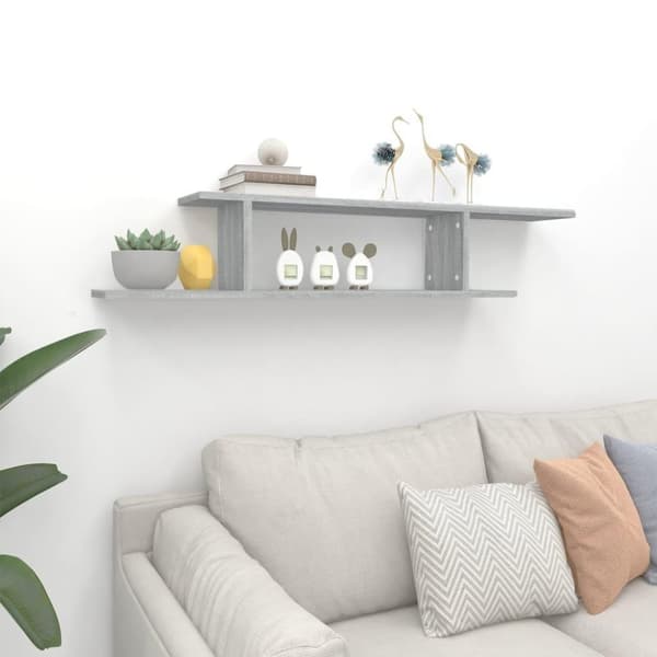 vidaXL Seinäkiinnitettävä TV-hylly harmaa 125x18x23 cm tekninen puu