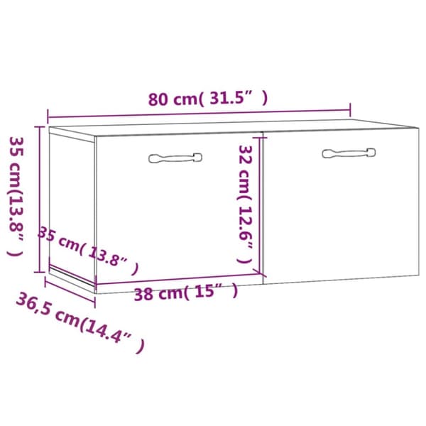 vidaXL vægskab 80x36,5x35 cm konstrueret træ brun egetræsfarve