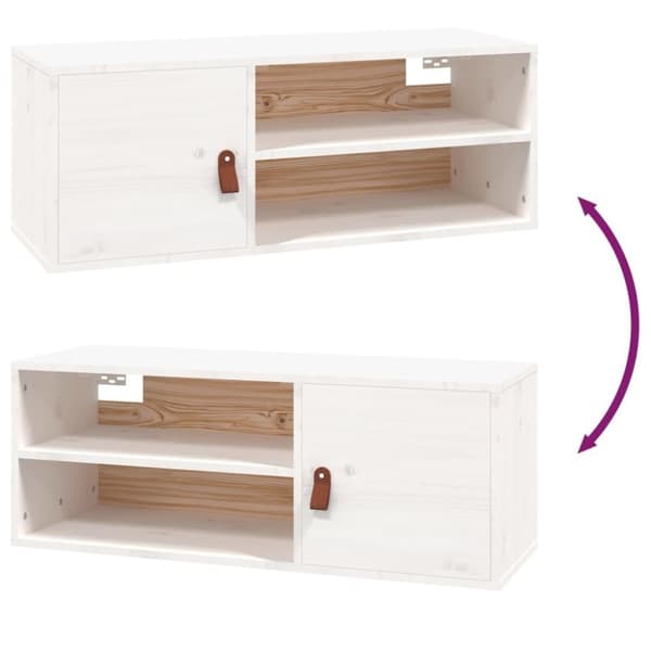vidaXL vægskab 80x30x30 cm massivt fyrretræ hvid
