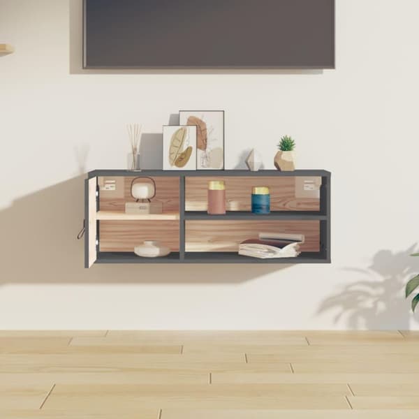 vidaXL vægskab 80x30x30 cm massivt fyrretræ grå