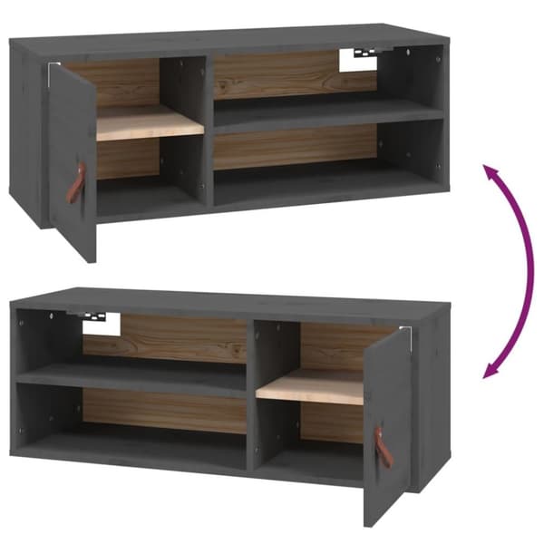 vidaXL vægskab 80x30x30 cm massivt fyrretræ grå