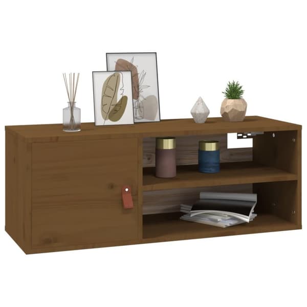 vidaXL vægskab 80x30x30 cm massivt fyrretræ gyldenbrun