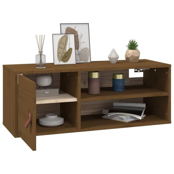 vidaXL vægskab 80x30x30 cm massivt fyrretræ gyldenbrun