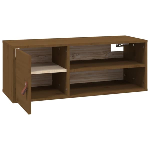 vidaXL vægskab 80x30x30 cm massivt fyrretræ gyldenbrun