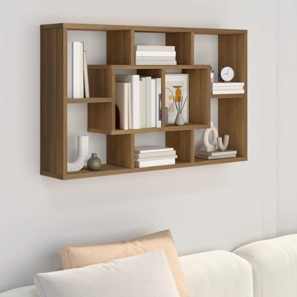 vidaXL væghylde 85x16x52,5 cm konstrueret træ brun egetræsfarve