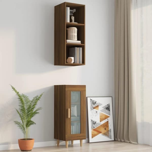 vidaXL vægskab 34,5x32,5x90 cm konstrueret træ brun egetræsfarve